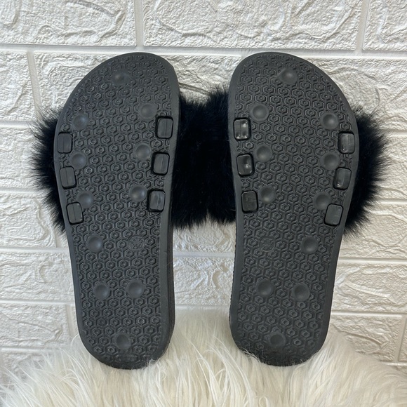 Black furry slides size 10 new no brand - Picture 3 of 3